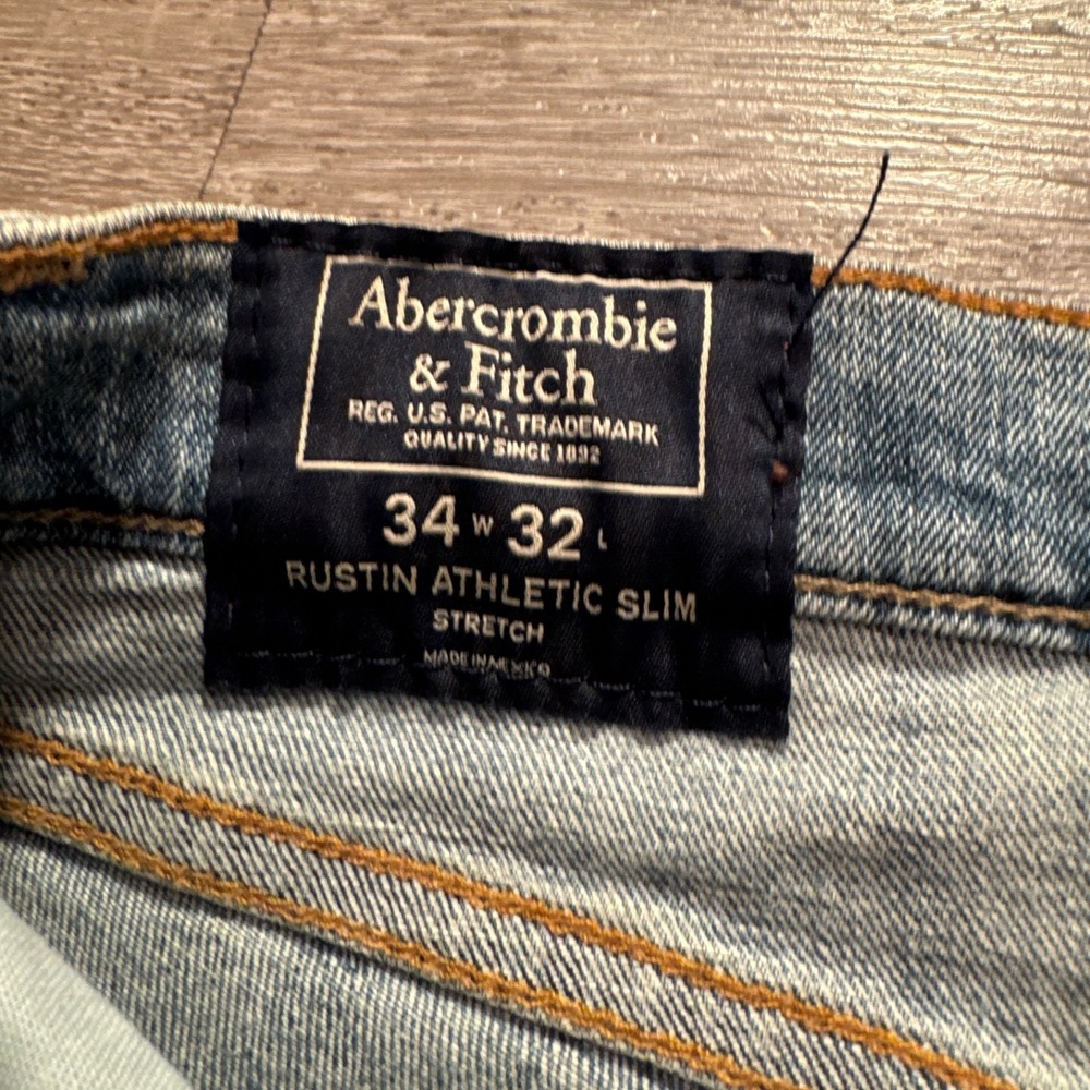 Abercrombie & Fitch Jeans Mens 34 Blue Denim Rustin Athletic Slim Stretch 34x26 - Picture 4 of 12
